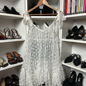 Urban Outfitters Kimchi Blue White Feathered Dress
